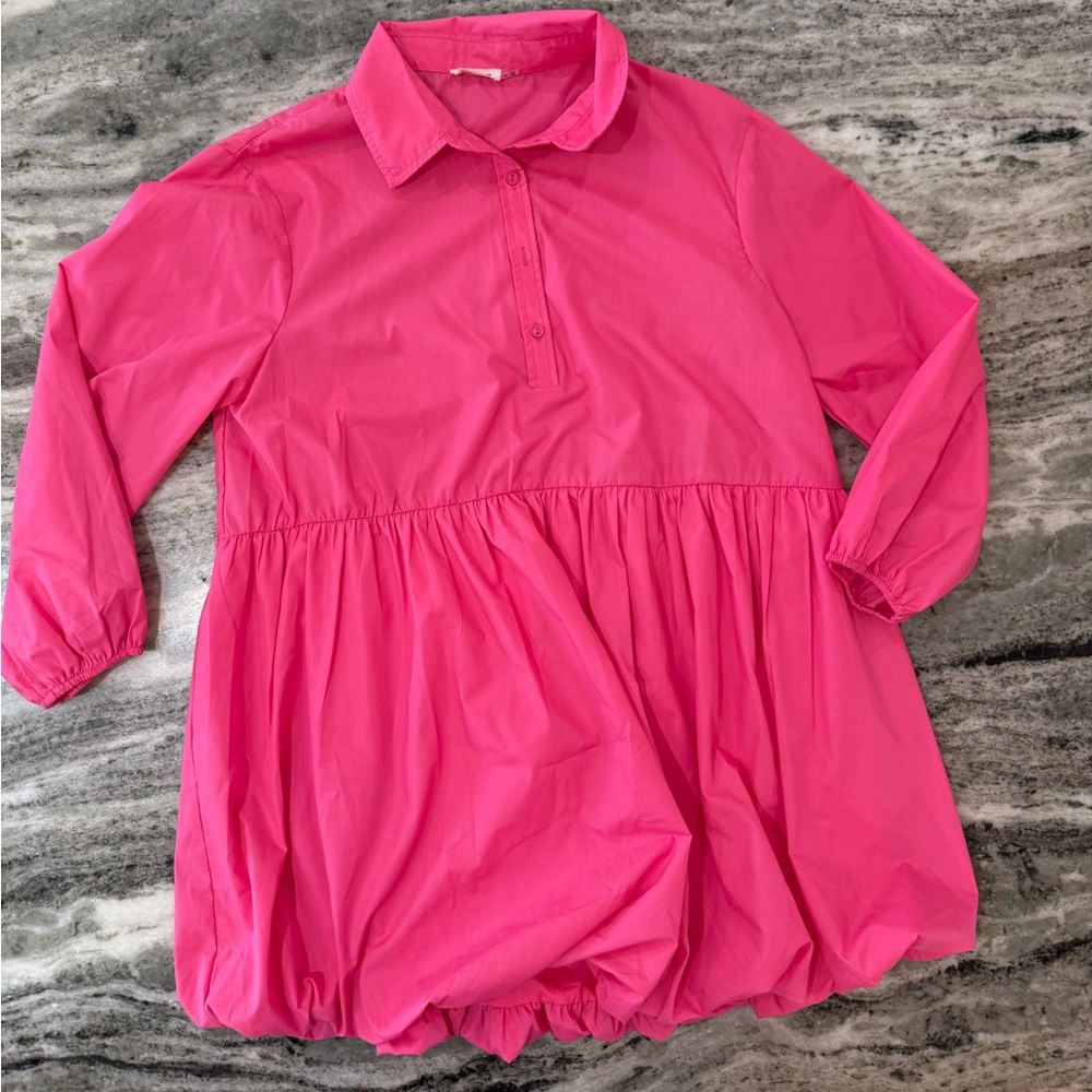 Day + Moon Pink Bubble Hem Dress Size Medium 
Pink